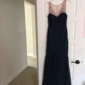 Adrianna Papell Collection Floor Length Navy Gown